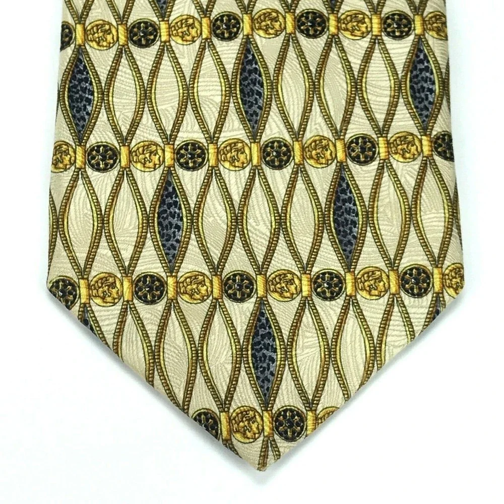 AQUASCUTUM Of London Men's Silk Necktie Coins Victorian British Animal Print Tie